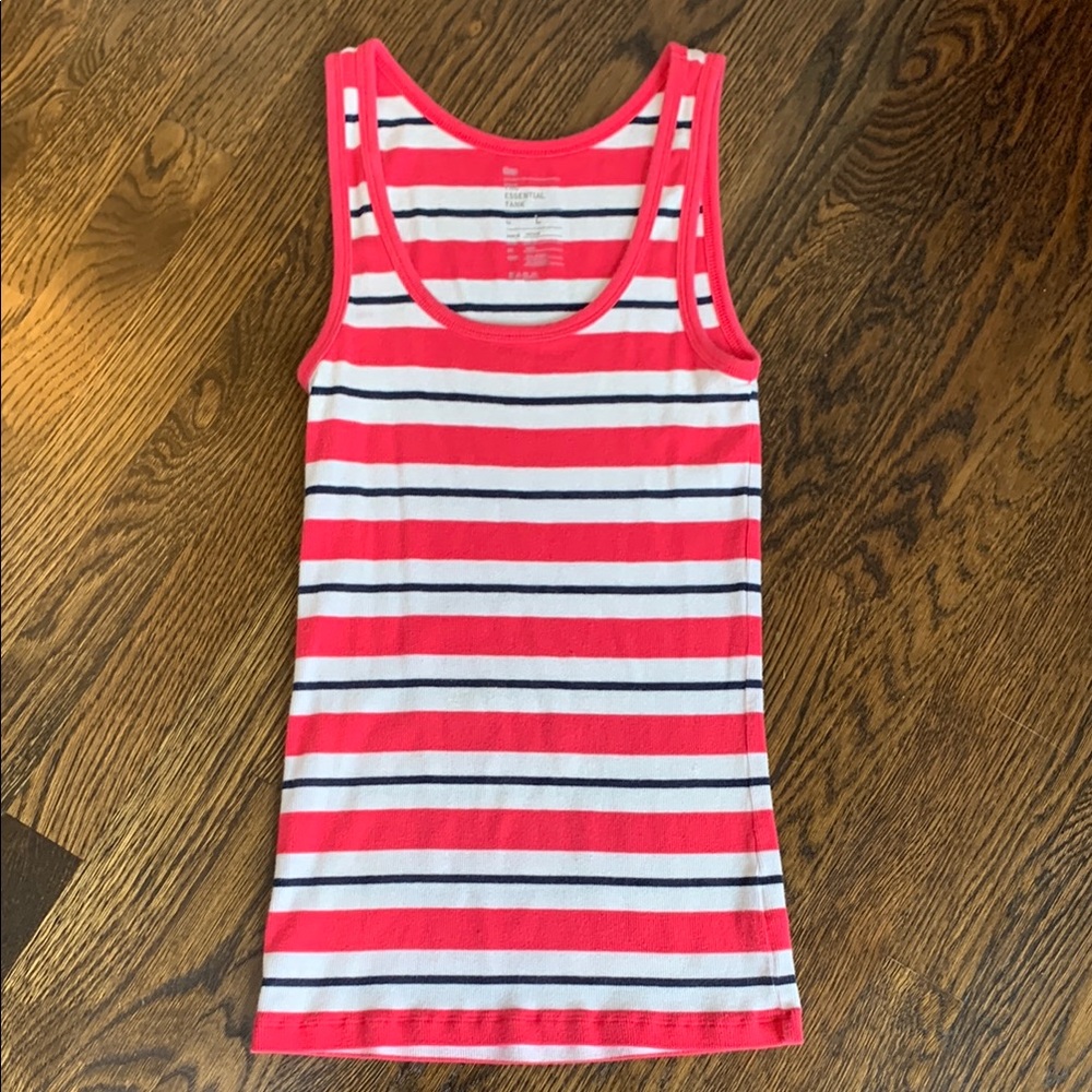 Gap - The Essential Tank - Striped Pink and White - Size Large